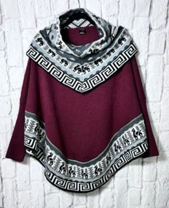 Alpaca Collection Made In Peru Womens Poncho Scarf Cowl Neck Shawl Geometric M/L - Picture 1 of 9
