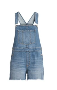 No Boundaries Juniors Relaxed Boyfriend Shortalls XL (15-17) Blue Checker - Picture 1 of 3