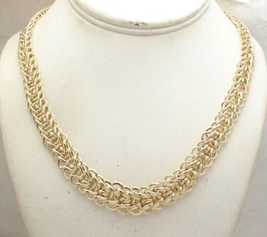 Technibond Graduated Bumble Bee Link Necklace 14K Yellow Gold Plated Silver - Picture 1 of 5