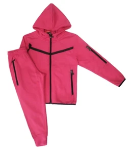 KIDS BOYS GIRLS SOID ORGINAL HOODED TECH SWEATSUIT W/DRAWSTRINGS (S UPTO XL) - Picture 1 of 21