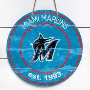 Miami Marlins 10" Metal Indoor/Outdoor Round Sign (Vintage Look) - Picture 1 of 1