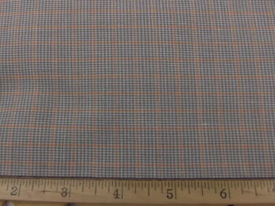 Poly-Cotton Blend Fabric/Micro-Mini Check/Even-Weave/Gray w/Gold/3yds./New - Image 1 of 2