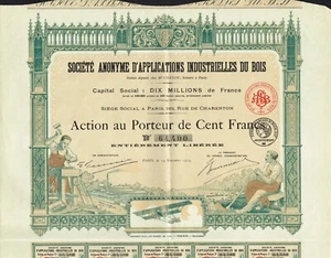 FRANCE INDUSTRIAL WOOD APPLICATION COMPANY stock certificate/bond - Picture 1 of 1