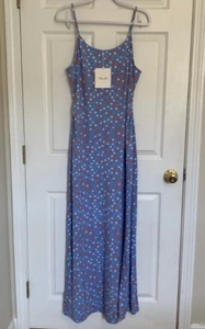 Diane Von Furstenberg Gwendoline Maxi Dress Large Lipstick Dot Sky Blue - Picture 1 of 12
