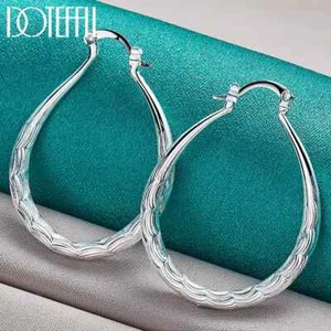 Pendiente de aro de grano Doteffil 925 plata esterlina U 39 mm moda dije joyería - Imagen 1 de 6