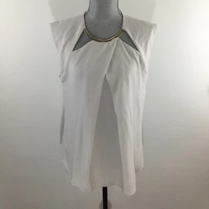 Halston Heritage Size 8 Crepe Top Hardware Insert Cream CGX011049 - Picture 1 of 7