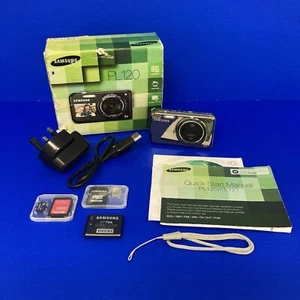 Cámara digital Samsung PL120 zoom 5x pantalla selfie cromada + tarjetas SD FUNCIONANDO - Imagen 1 de 24
