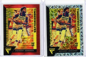 2 * ANTHONY EDWARDS * 2020-21 FLUX RED PULSAR HOLO RC + LAZER RC SUPER RARE!