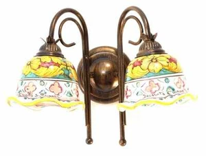 APPLIQUE LAMPADA DA PARETE CLASSICO CERAMICA SICILIANA DECORATA GIULIA/AP2 - Foto 1 di 1