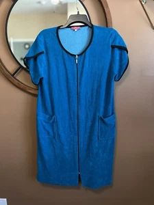 Brighton Frottee Morgenmantel Hausmantel Reißverschluss vorne Vintage Granny Core Beachy - Bild 1 von 8