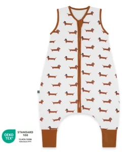 Emma & Noah Schlafsack mit Füßen Größe 70 2,5 TOG Dackelmotiv weiß - Neu - Bild 1 von 3