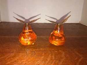 Pair 1968 Wondermold #960 Orange Pear Lucite/Resin Thin Taper Candleholders HTF - Bild 1 von 7