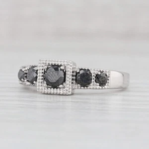 0.57ctw Black Diamond Engagement Ring 10k White Gold Engagement Size 7.25 - Picture 1 of 10