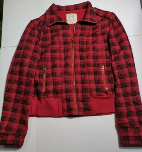 RELATIVITY WOMEN'S RED PLAID ZIPPER JACKET W/ ZIPPER POCKETS SIZE LARGE - Picture 1 of 3
