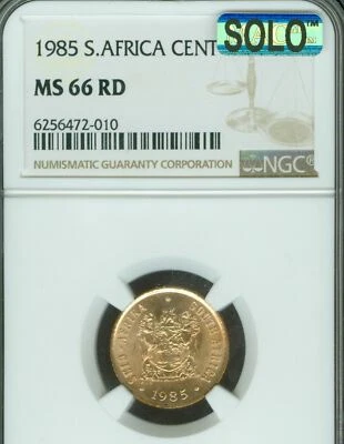 1985 SOUTH AFRICA CENT NGC MS66 RD MAC SOLO FINEST GRADE & MAC SPOTLESS  * - Image 1 of 2
