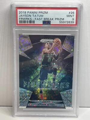 2018-19 Jayson Tatum Panini Prizm Fireworks - Fast Break Prizm PSA 9 Mint - Image 1 of 2