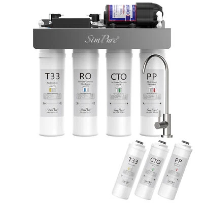 SimPure WP2-400GPD 8 Stage Reverse Osmosis System Drinking Water Filter 0 TDS - Image 1 of 4