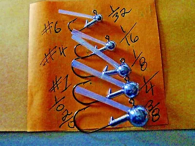 12 Pack WEEDLESS unpainted Ball JIG HEADS 1/32oz 1/16oz 1/8oz 1/4oz 3/8oz   - Image 1 of 4