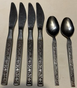 6 Interpur Mexicali Rose Edelstahl Japan Löffel & Messer gebraucht - Bild 1 von 3