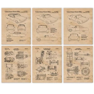 Classic Fiat Auto Patent Prints 6 (8x10) for Home Work Italy Office Car Garage - Picture 1 of 12