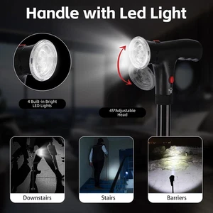 Bastone da Passeggio Pieghevole Luce Led Sveglia Bastone da Passeggio Donna Bastone Regolabile - Foto 1 di 9