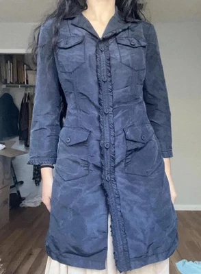 Chaqueta Abrigo de Lluvia PRADA Azul Marino Para Mujer Talla Pequeña Seda y Poliéster Italia Foto 1 de 4