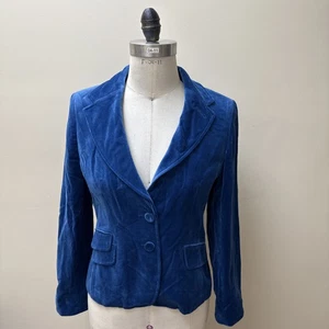 Chaqueta Blazer Ann Taylor Petites 4P Azul Terciopelo Nueva con Etiquetas Algodón Spandex Forrada $169 - Imagen 1 de 8