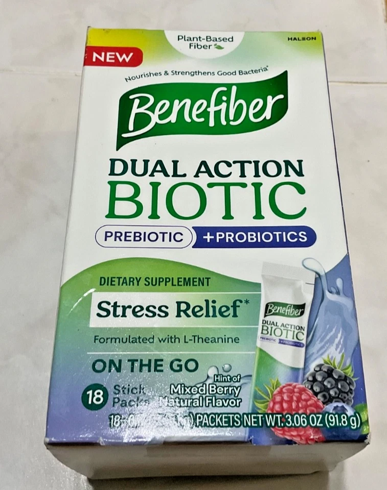 Benefiber Doble Acción Biótico + Probióticos Suplemento de Fibra 18 Paquetes de Barra Foto 1 de 1