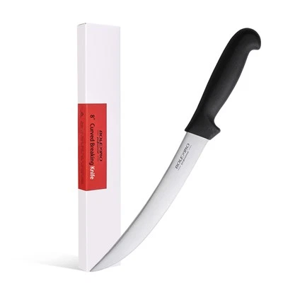 BOLEXINO 8 Inch Curved Breaking Butcher Knife With Ergonomic Handle, Good Sha...