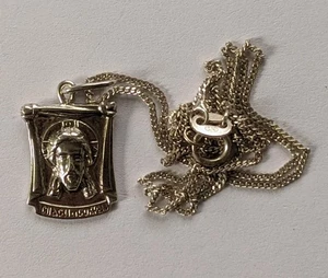 Orthodox icon of Christ of Edessa on a chain 45 cm. 925 silver. Weight 3.36 g. - Picture 1 of 10