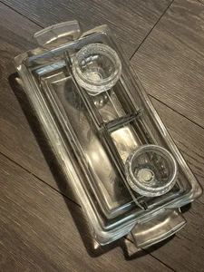 VINTAGE FOSTORIA ETCHED CRYSTAL 3-PART DIVIDED RELISH/GARNISH TRAY DISH - Picture 1 of 5