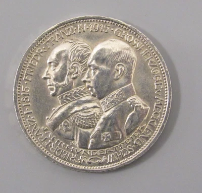 FRIEDRICH FRANZ + MECKLENBURG-SCHWERIN + DREI MARK + 1915 A + DEUTSCHES REICH - Bild 1 von 4