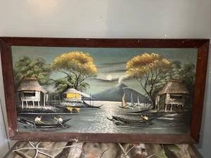 Seltenes Vintage 3d Gemälde auf Holz Vietnam - Bild 1 von 7