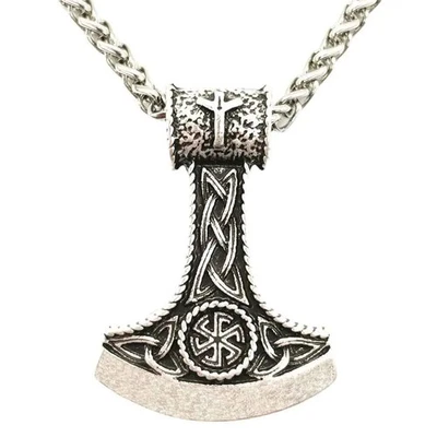 Slawische Perun Axt Kolovrat Anhänger Rune Rune ALGIZ Talisman Heidnisch Skandinavisch V - Bild 1 von 4
