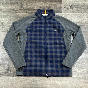 Peter Millar Performance Flannel Gray Blue Plaid Full Zip Jacket Size M - $250 - Picture 1 of 12