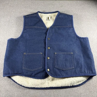 Chaleco Carhartt De Colección Para Hombres XL Azul Denim Sherpa Forrado Ropa de Trabajo A Presión EE. UU. Occidental Foto 1 de 4