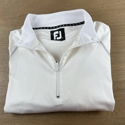 FootJoy 1/4 Zip Golf Pullover Men XL White L/S Performance Lisle Stretch No Logo - Image 1 of 4