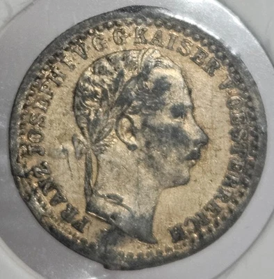 Moeda de prata 1859 A Áustria 5 Kreuzer Franz Joseph I - FRETE GRÁTIS! - Imagem 1 de 2