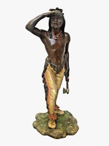 Antigua estatuilla austriaca de bronce pintada en frío de hombres indios firmada: Bergman - Imagen 1 de 23