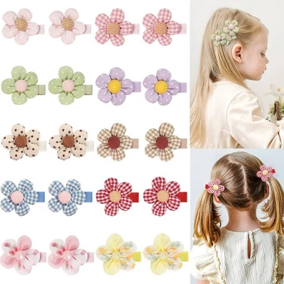 20 Pcs Boutique Baby Girl Hair Clips with Flowers, 5-petaled flowers-10pairs  - Image 1 of 4