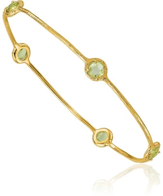 14K Solid Yellow Gold Lemon Topaz Slip On Bangle Bracelet - Image 1 of 4