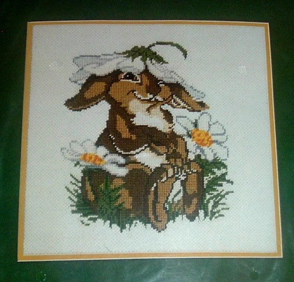 1978 MCM Dimensions Needlepoint Kit "Springtime Bunny" Rabbit ~ PQ - Image 1 of 3