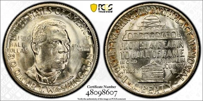 1950-S Booker T. Washington Commemorative Half M PCGS MS66+-(bin37115G) - Image 1 of 4