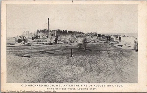 1907 OLD ORCHARD BEACH, Maine Postcard "After the Fire of August 15th" UNUSED - Picture 1 of 2