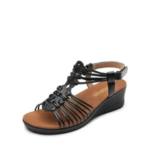 Women Wedge Sandals Open Toe Ankle Strap Comfortable Dress Wedge Shoes - Picture 1 of 17