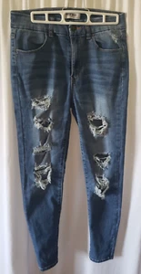 Jeans cerati Los Angeles denim taglia 9/29 effetto invecchiato aderente vita media lavaggio medio - Foto 1 di 8