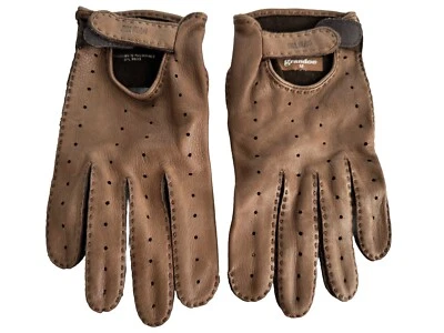 Guantes de conducción de cuero marrón Grandoe BILL BLASS de colección talla M - ¡NUEVOS! ¡Raros! Foto 1 de 4