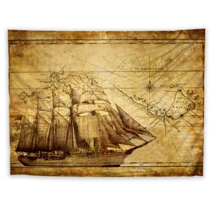 Sailing Map Tapestry Art Wall Hanging Sofa Table Bed Cover Poster - Picture 1 of 9