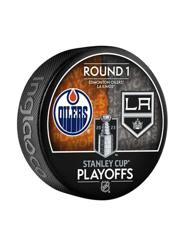 2023 Stanley Cup Playoffs RD 1 Edmonton Oilers vs Los Angeles Kings Hockey Puck Cover