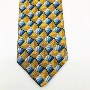 Ermenegildo Zegna Necktie Men's Tie Gold Blue 100%-Silk Italy 58"x3-3/4" - Picture 1 of 5